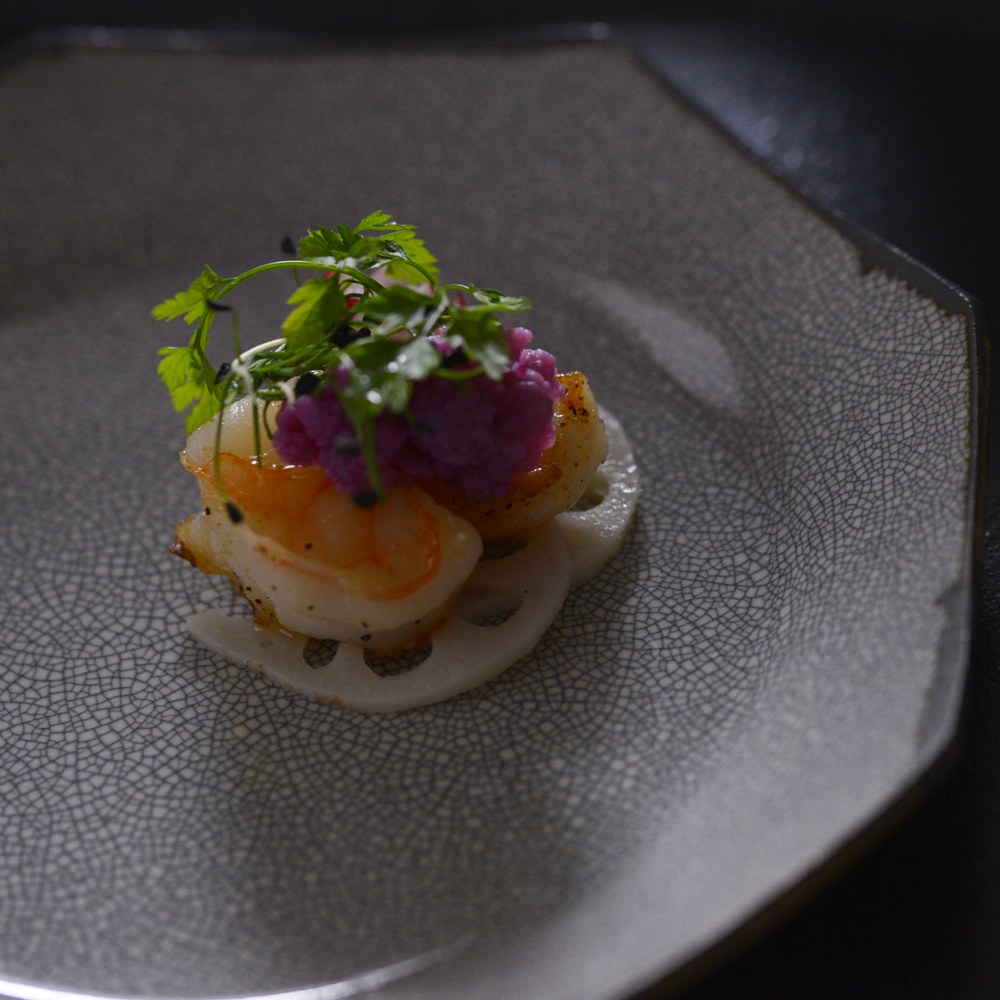 水野幸一 墨貫入八角皿(中)