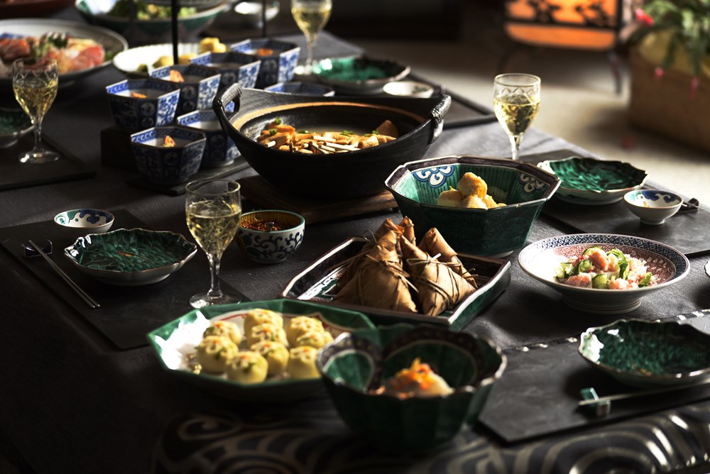 瑛生の器（九谷美陶園）｜瑛生の器 九谷美陶園 波に鳥文様五寸輪花皿