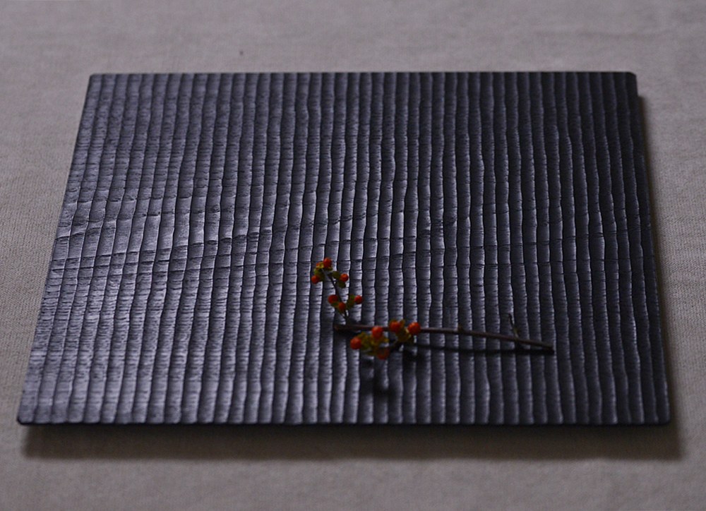 ふるいともかず｜さざ波 黒折敷｜作家もの和食器通販通販 IVORY