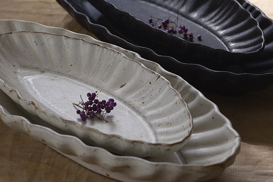 村上直子｜KAIプレートロング｜作家もの和食器通販”IVORY