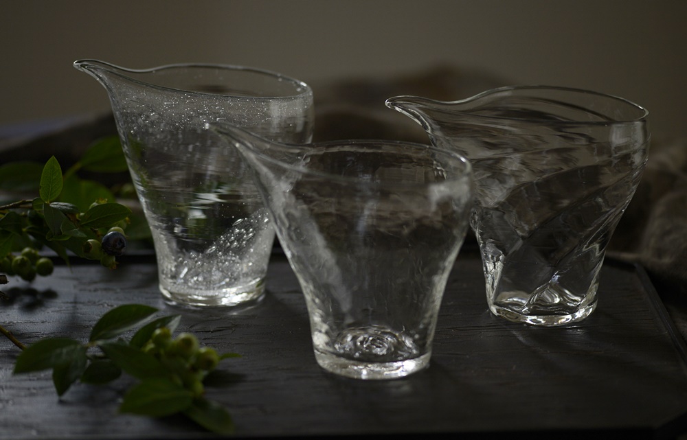 末國清吉 ガラス 半乳 楕円鉢 2枚 末國清吉 ガラス 半乳