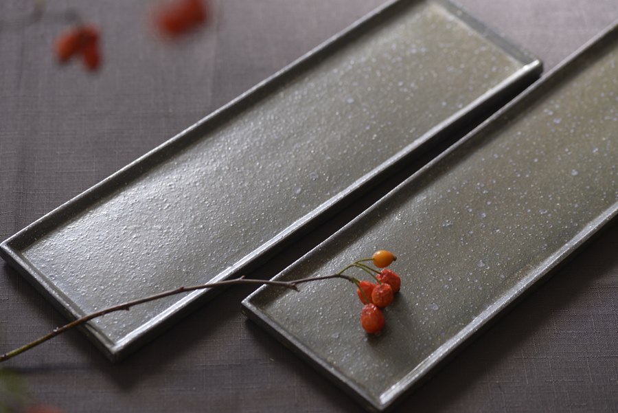 奥田章｜tamacafeロングプレート36cm｜作家もの和食器通販”IVORY