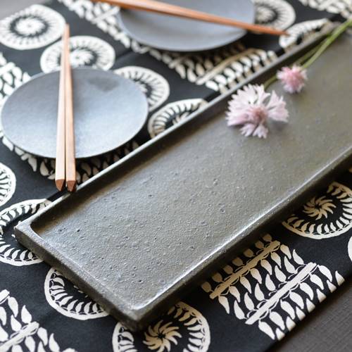 奥田章｜tamacafeロングプレート36cm｜作家もの和食器通販”IVORY